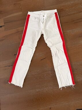 Zara women - White Jeans with Red Side Stripe